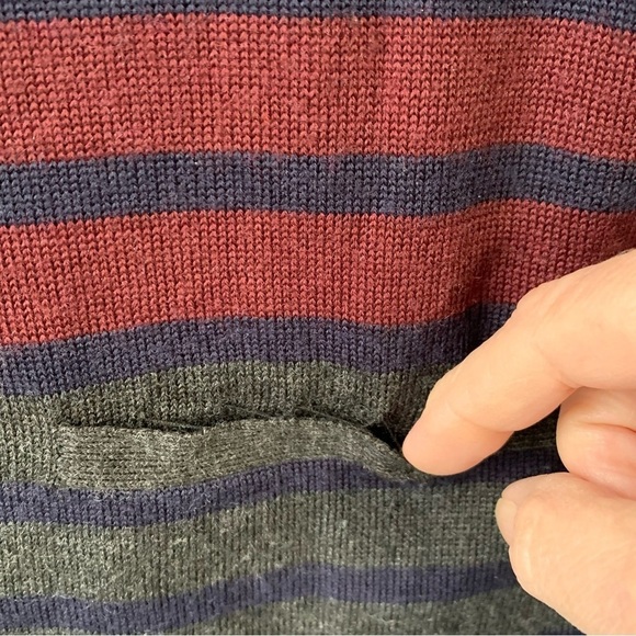 Talbots striped burgundy grey navy wool blend sweater dress with pockets. Size S - Picture 10 of 10